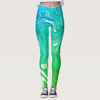 abstrakt Olika grönt färg fluid stil Leggings