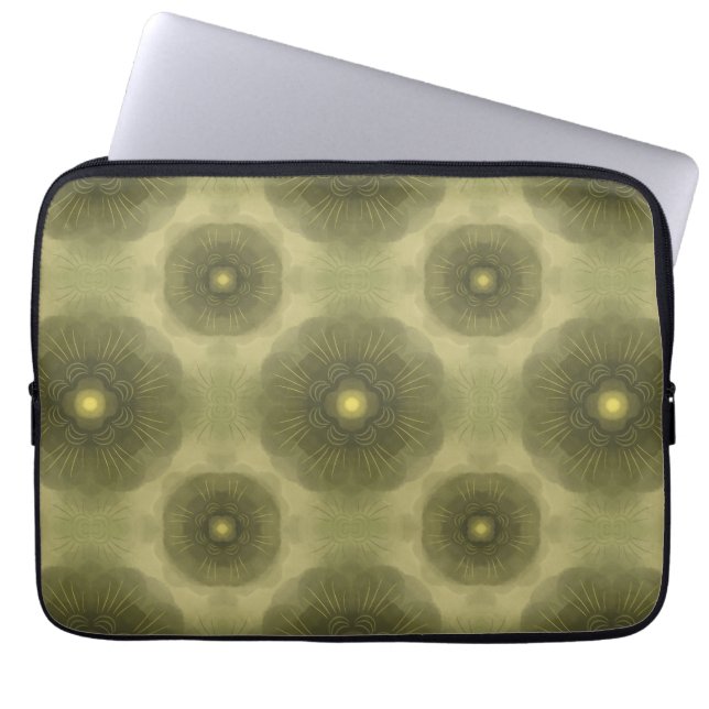 Abstrakt Oliv grönt blomma Sömlös Mönster Laptop Fodral (Framsidan)