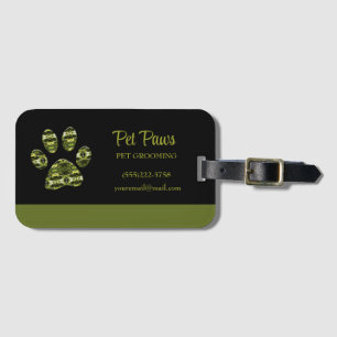 Abstrakt Olive Gult Hund Pet Grooming Busine Bagagebricka
