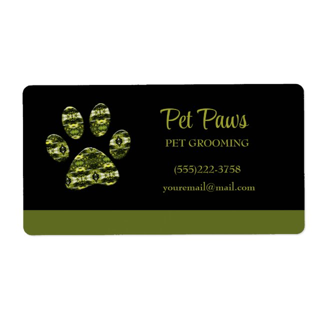 Abstrakt Olive Gult Hund Pet Grooming Busine Fraktsedel (Framsidan)
