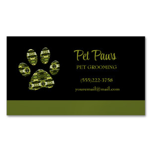 Abstrakt Olive Gult Hund Pet Grooming Busine Magnetiska Visitkort
