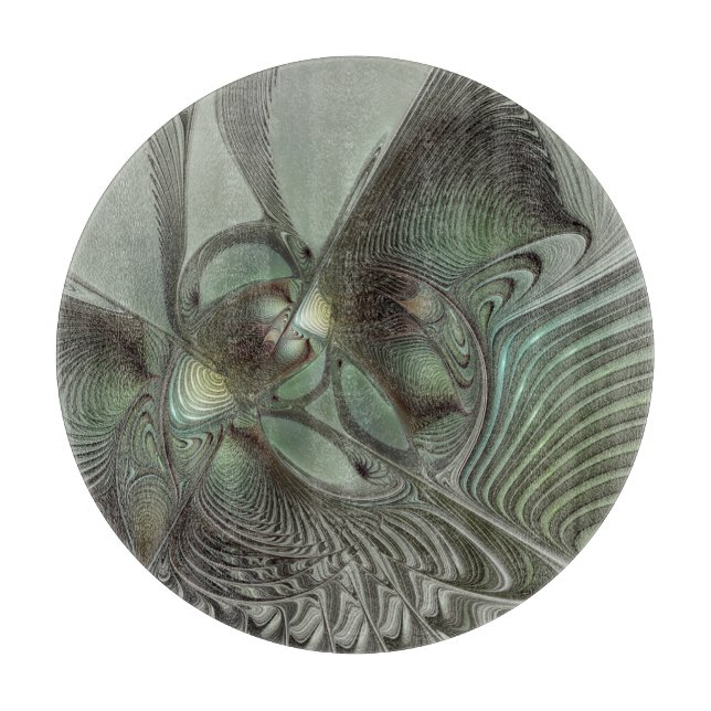 Abstrakt Olive Sage Grönt Grått Fractal Art Fantas (Framsidan)