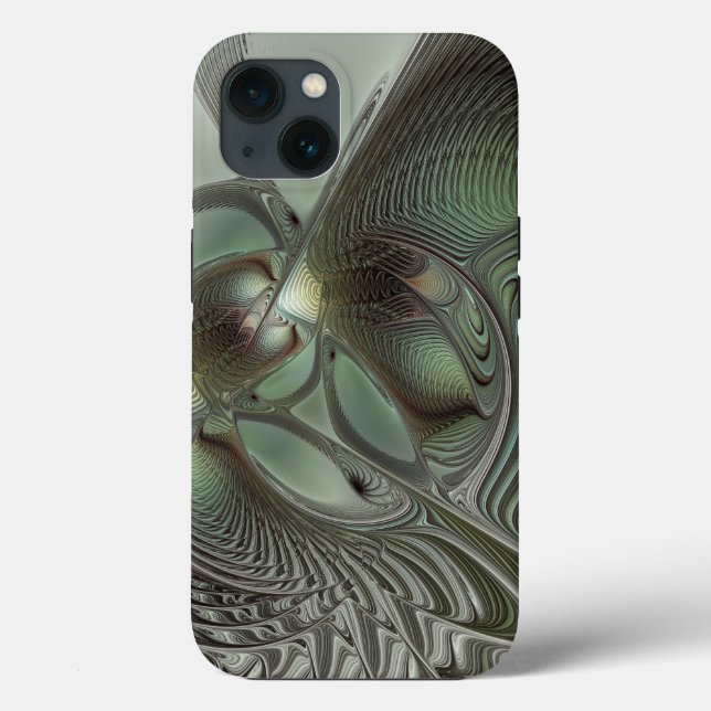 Abstrakt Olive Sage Grönt Grått Fractal Art Fantas (Baksida)