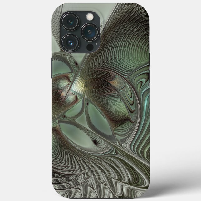 Abstrakt Olive Sage Grönt Grått Fractal Art Fantas (Baksida)