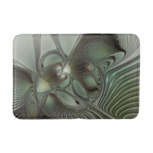 Abstrakt Olive Sage Grönt Grått Fractal Art Fantas Badrumsmatta