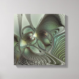 Abstrakt Olive Sage Grönt Grått Fractal Art Fantas Canvastryck