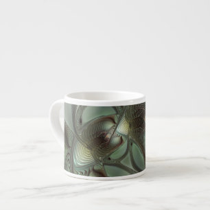 Abstrakt Olive Sage Grönt Grått Fractal Art Fantas Espressomugg