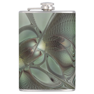 Abstrakt Olive Sage Grönt Grått Fractal Art Fantas Fickplunta