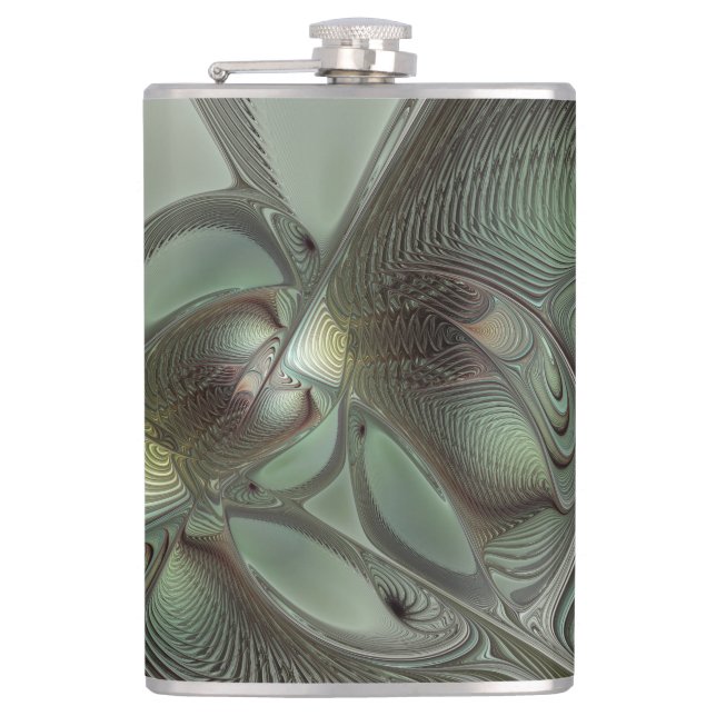 Abstrakt Olive Sage Grönt Grått Fractal Art Fantas Fickplunta (Framsidan)