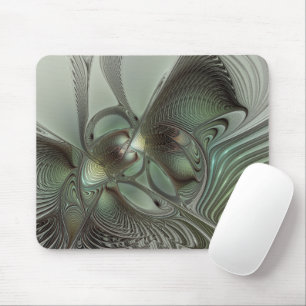 Abstrakt Olive Sage Grönt Grått Fractal Art Fantas Musmatta