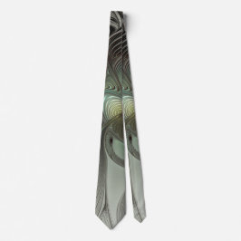 Abstrakt Olive Sage Grönt Grått Fractal Art Fantas Slips