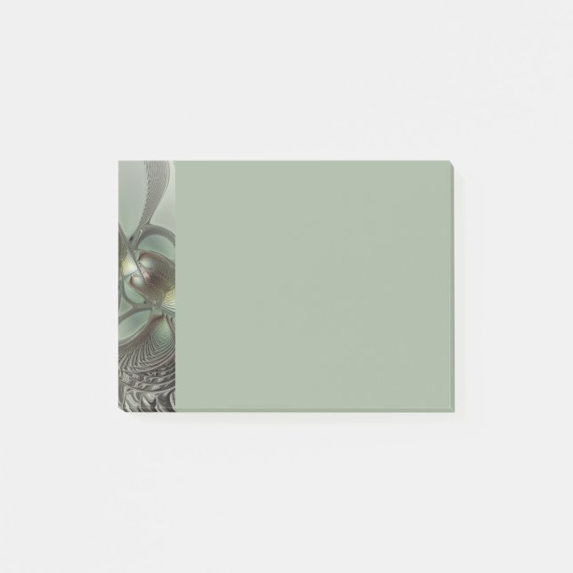 Abstrakt olivsalvia grå fraktal konst fantasi post-it block (Framsida)