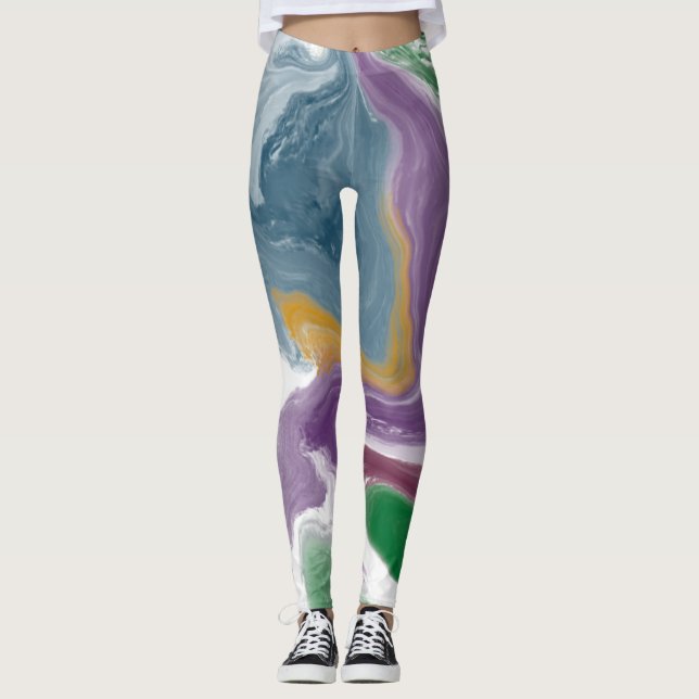 Abstrakt Oljemålning Leggings (Framsida)