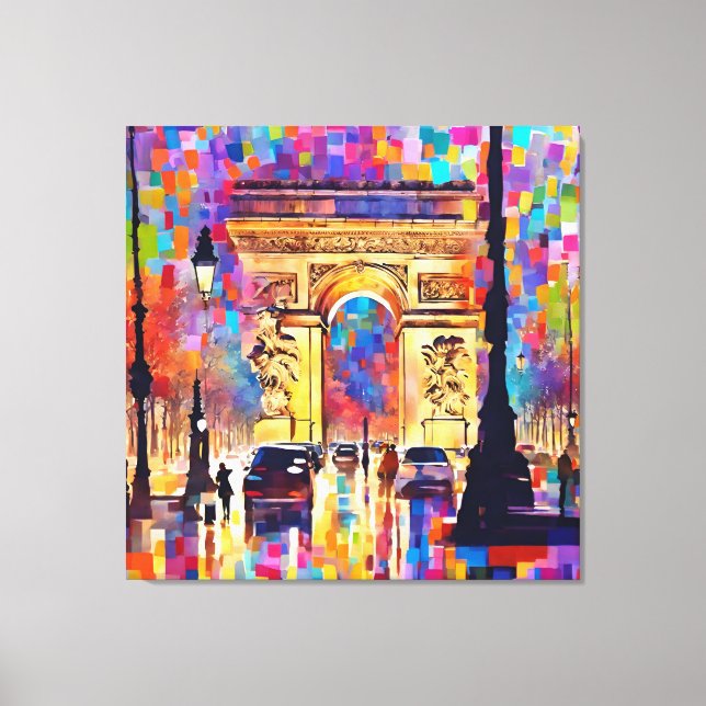 Abstrakt oljemålning stil Paris båge Frankrike  Canvastryck (Framsida)