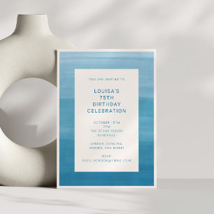 Abstrakt Ombre Gradient Ocean Blue 75:e Birthday Inbjudningar
