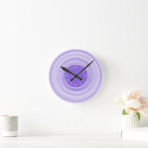 Abstrakt Ombre Modern Lila White Spiral Rund Klocka