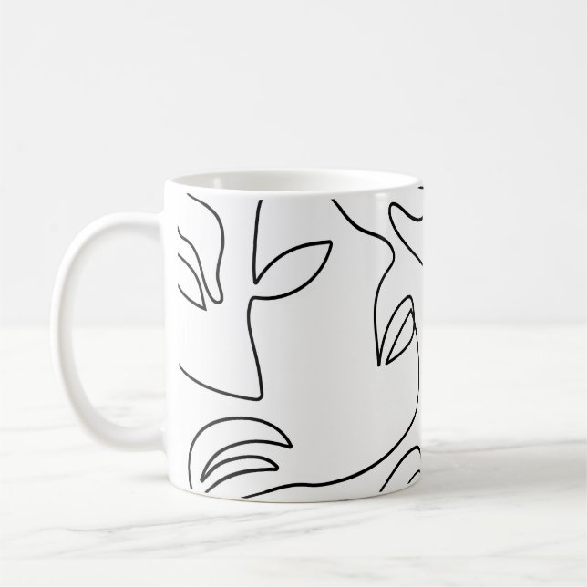 Abstrakt One Line Ansikte Mönster Kaffemugg (Vänster)