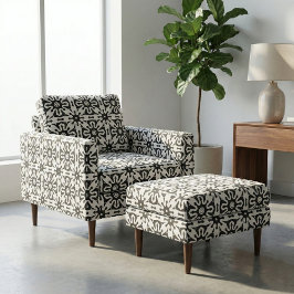Abstrakt Op Art Black and White Geometric Mönster Tyg