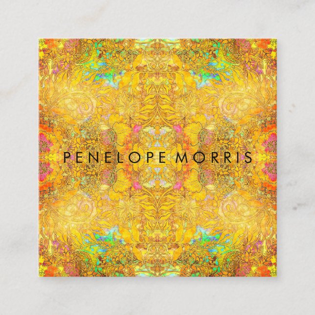 Abstrakt Orange Beauty Stylist Fyrkantigt Visitkort (Framsida)