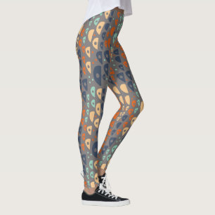 Abstrakt, orange, blått, grått leggings