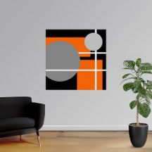 Abstrakt Orange Grått Black White AP0001