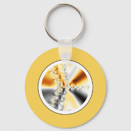 Abstrakt Orange Grått Fractal Keychain Nyckelring