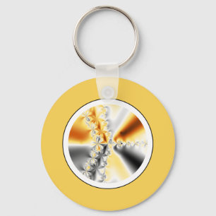 Abstrakt Orange Grått Fractal Keychain Nyckelring