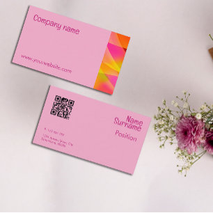 Abstrakt orange gul fuchsia QR visitkort
