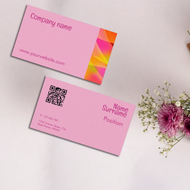 Abstrakt orange gul fuchsia QR visitkort (Skapare uppladdad)