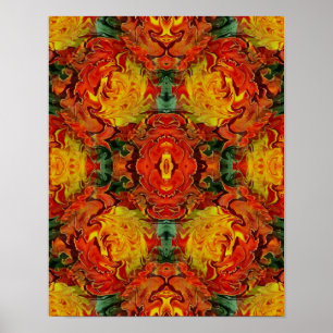 Abstrakt Orange Gul Grön Poster