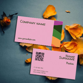 Abstrakt orange gul grön rosa QR-näringskort Visitkort