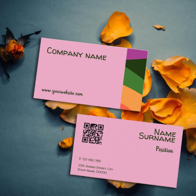 Abstrakt orange gul grön rosa QR-näringskort Visitkort (Skapare uppladdad)