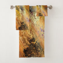 Abstrakt Orange Guld Marmor Badduk
