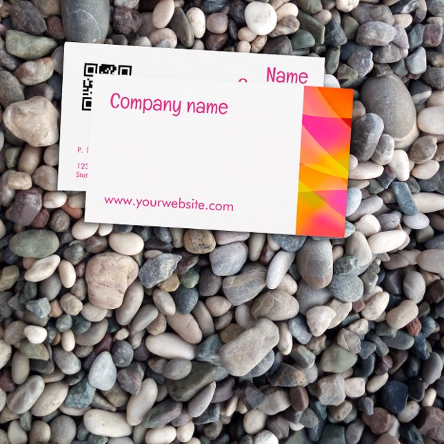 Abstrakt orange gult fuchsia QR-Affärskort Visitkort (Skapare uppladdad)