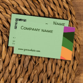 Abstrakt orange gult rosa grönt QR Affärskort Visitkort