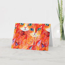 Abstrakt orange-katt tack kort