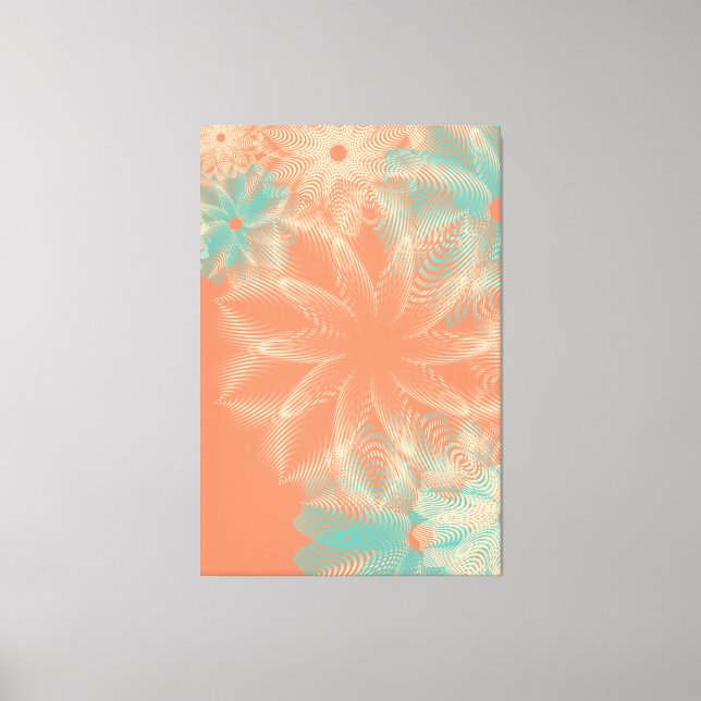 Abstrakt Orange Koral Teal Blommigt Design Canvastryck (Framsida)