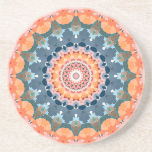 Abstrakt Orange Mandala Underlägg Sandsten