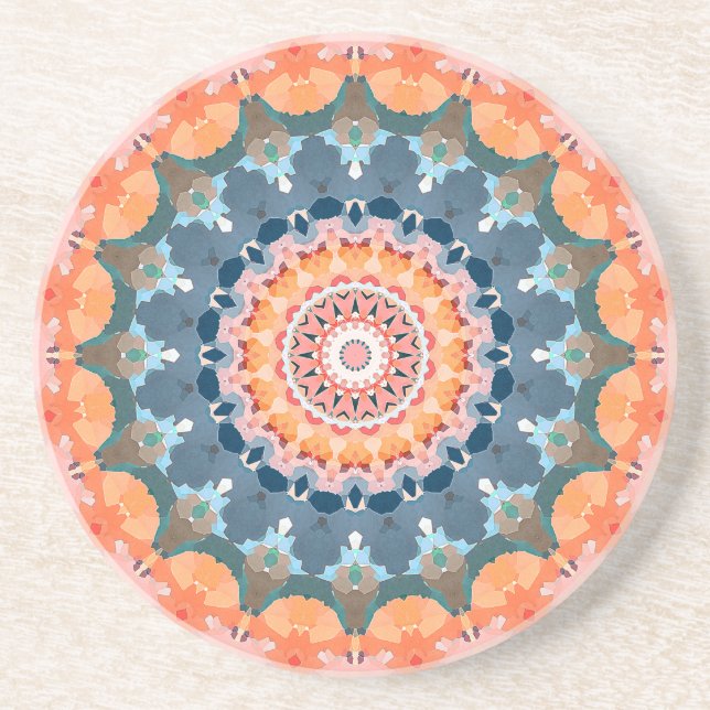 Abstrakt Orange Mandala Underlägg Sandsten (Framsidan)