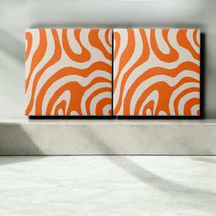Abstrakt Orange Marble Groovy Rand Modern Kakelplatta