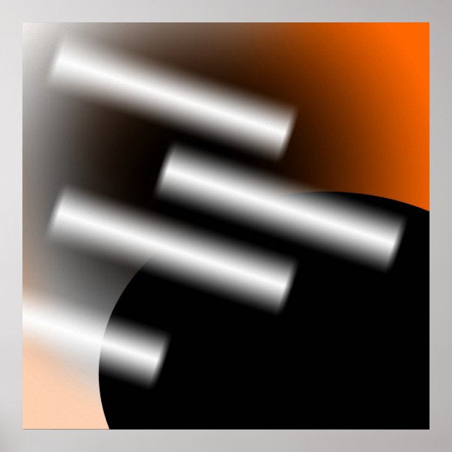 Abstrakt Orange med strålar av ljus AP0005 Poster (Framsidan)
