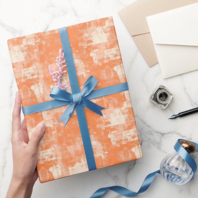 Abstrakt orange och crèmèfärg målning presentpapper (Gifting)