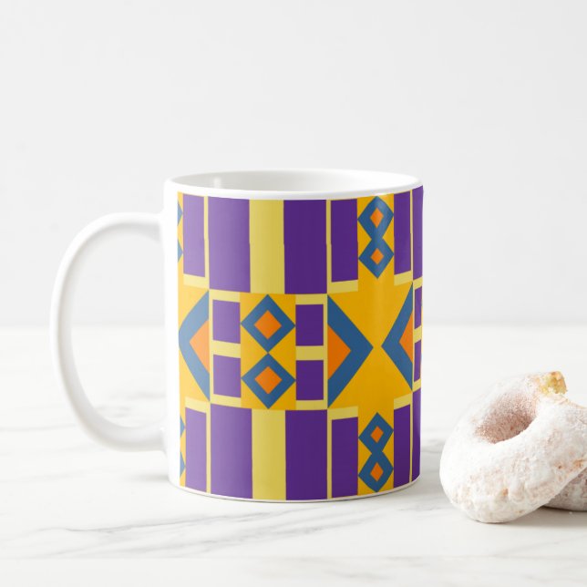Abstrakt orange och lila design med diamanter kaffemugg (Med munk)