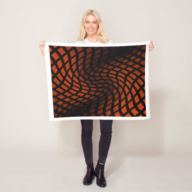 Abstrakt orange och svart geometrisk mönsterfleece fleecefilt (På plats)
