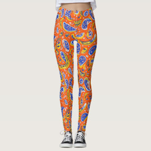 Abstrakt Orange Paisley Mönster Leggings