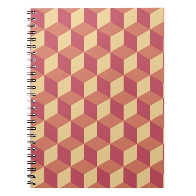 Abstrakt Orange Red Cube Mönster Anteckningsbok (Framsidan)