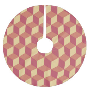 Abstrakt Orange Red Cube Mönster Julgransmatta Borstad Polyester