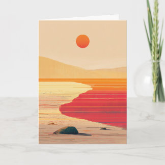 Abstrakt Orange Röd Strand Solnedgång Tänker på Di Kort