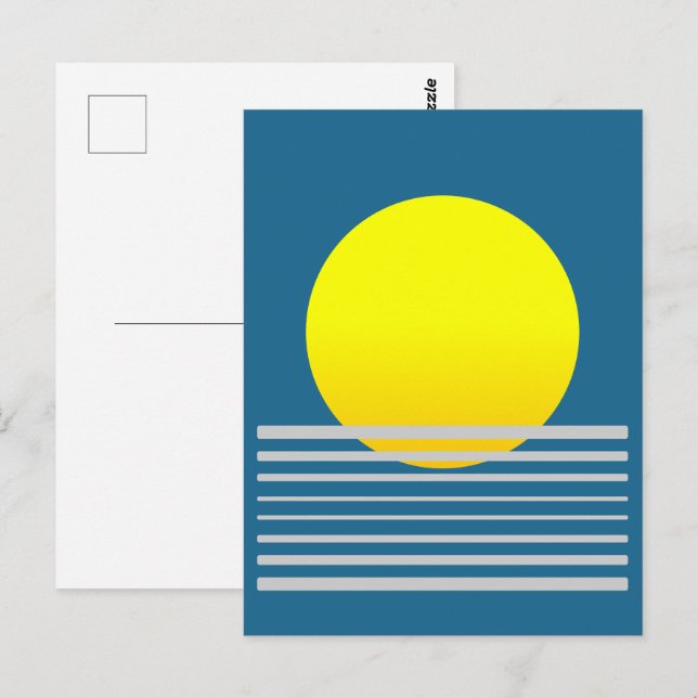 Abstrakt Orange Sol och havslandskap Vykort (Fram/baksida)