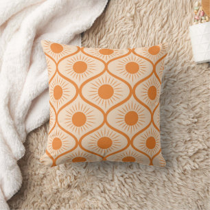 Abstrakt Orange Sol om Mid Century Ogee Kudde